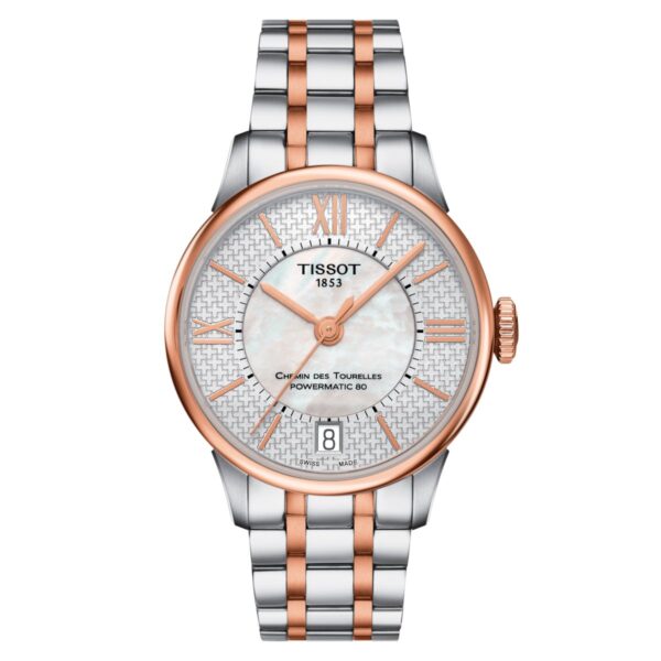 Tissot Ladies Automatic Watch Chemin Des Tourelles Powermatic 80 Two Tone Rose Helvetic Pride T0992072211802