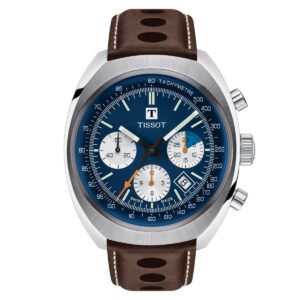 Tissot Mens Watch T Heritage 1973 Chronograph 43mm Blue Brown T1244271604100