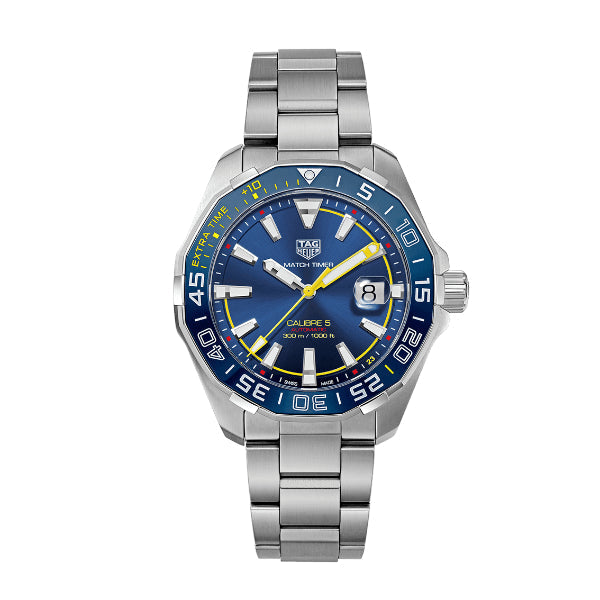 Tag Heuer Aquaracer Caliber 5 Match Timer Shinji Kagawa Edition Blue Dial Silver Steel Strap Watch For Men Way201h Ba0927 - alternate view