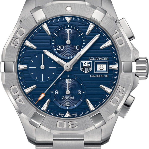 Tag Heuer Aquaracer Automatic Chronograph Blue Dial Silver Steel Strap Watch For Men Cay2112 Ba0927
