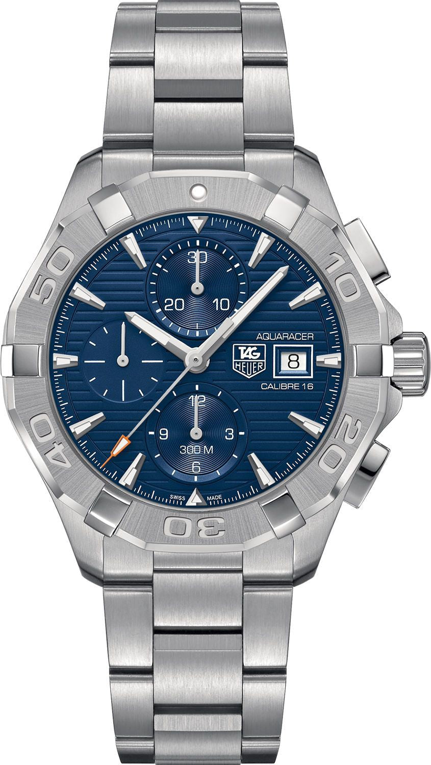 Tag Heuer Aquaracer Automatic Chronograph Blue Dial Silver Steel Strap Watch For Men Cay2112 Ba0927