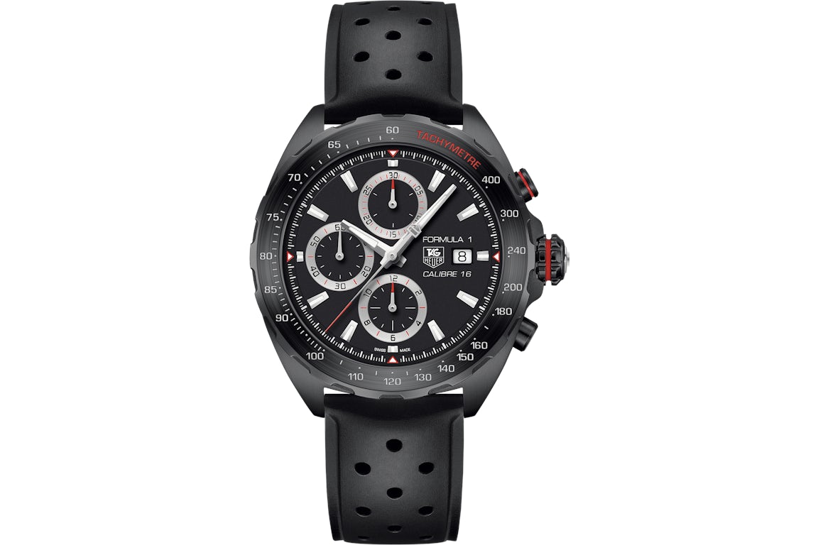 Tag Heuer Formula 1 Chronograph 43mm Automatic Mens Watch Stainless Steel Case With Black Rubber Strap Grey Dial