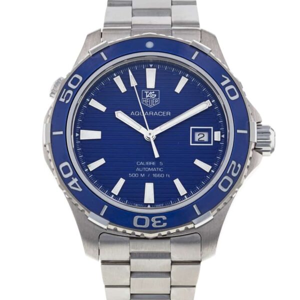 Tag Heuer Aquaracer Calibre 5 Automatic Blue Dial Silver Steel Strap Watch For Men Wak2111 Ba0830 - alternate view