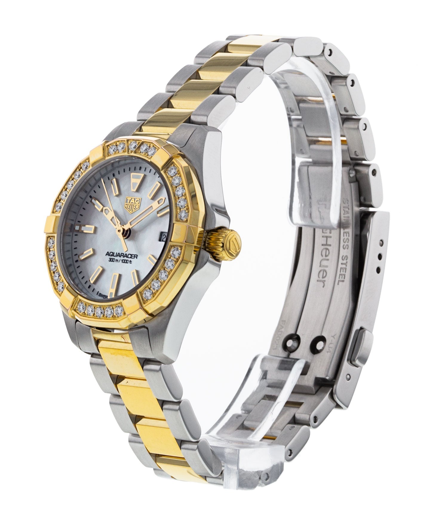 Tag Heuer Aquaracer Diamonds Mother Of Pearl Dial Two Tone Steel Strap Watch For Women Wbd1421 Bb0321 - Image 3