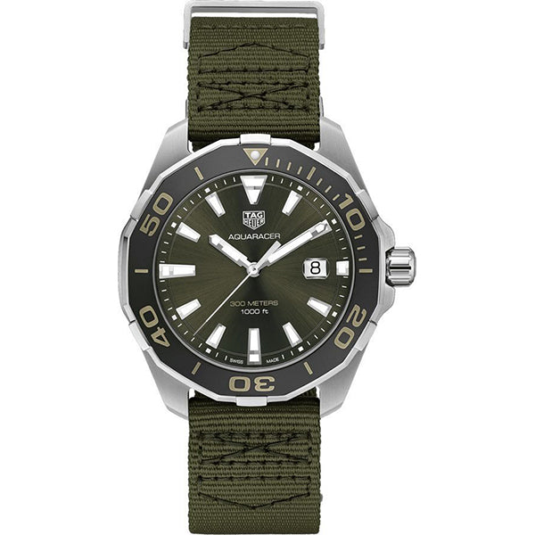 Tag Heuer Aquaracer Black Dial Khakhi Green Nato Strap Watch For Men Way101e Fc8222 - alternate view