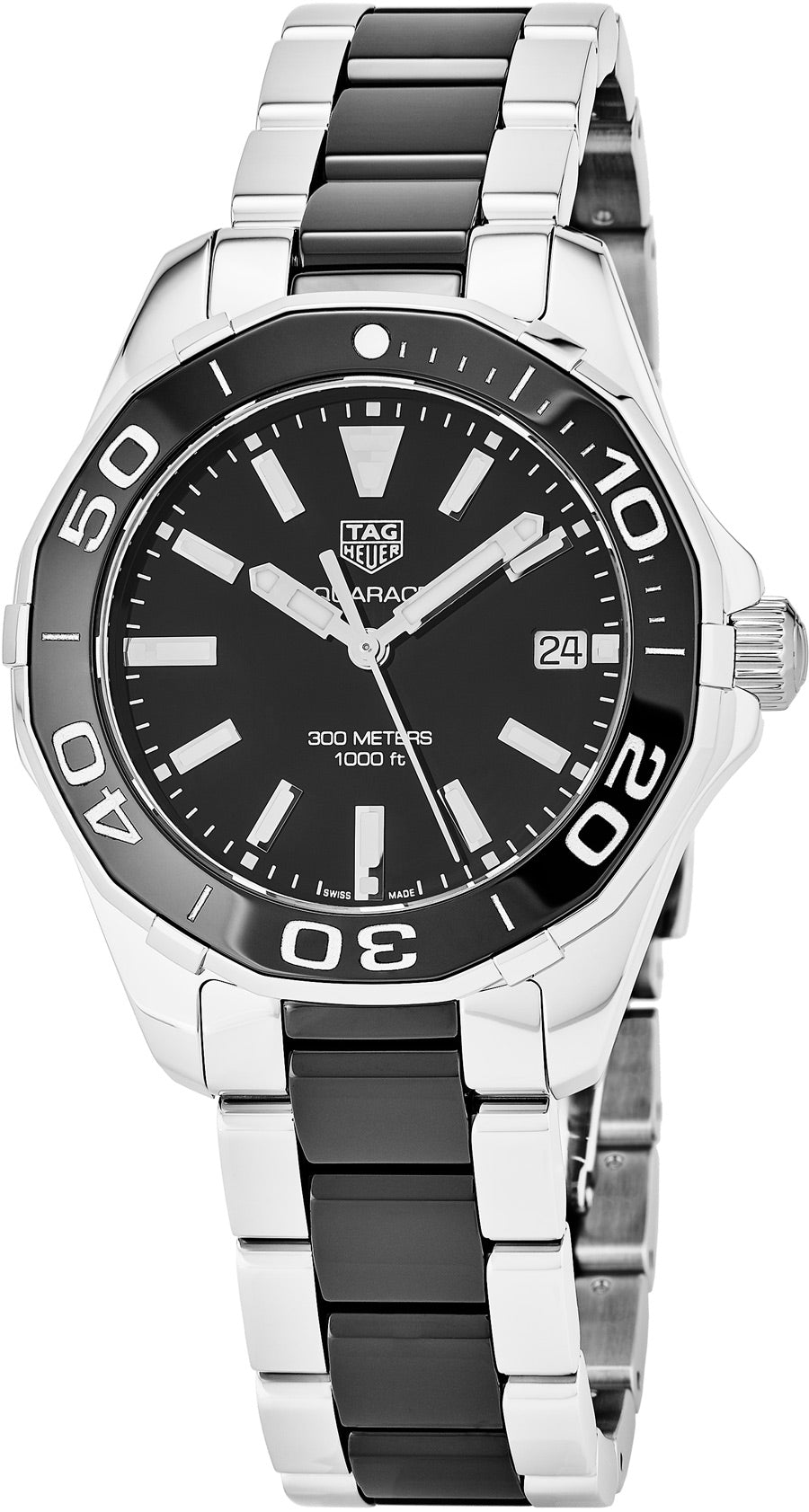 Tag Heuer Aquaracer Stainless Steel And Black Ceramic Ladies Watch - Image 4