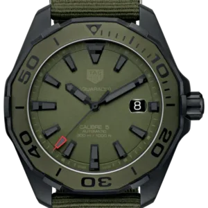 Tag Heuer Aquaracer Automatic Green Dial Khakhi Green Nylon Strap Watch For Men Way208e Fc8222