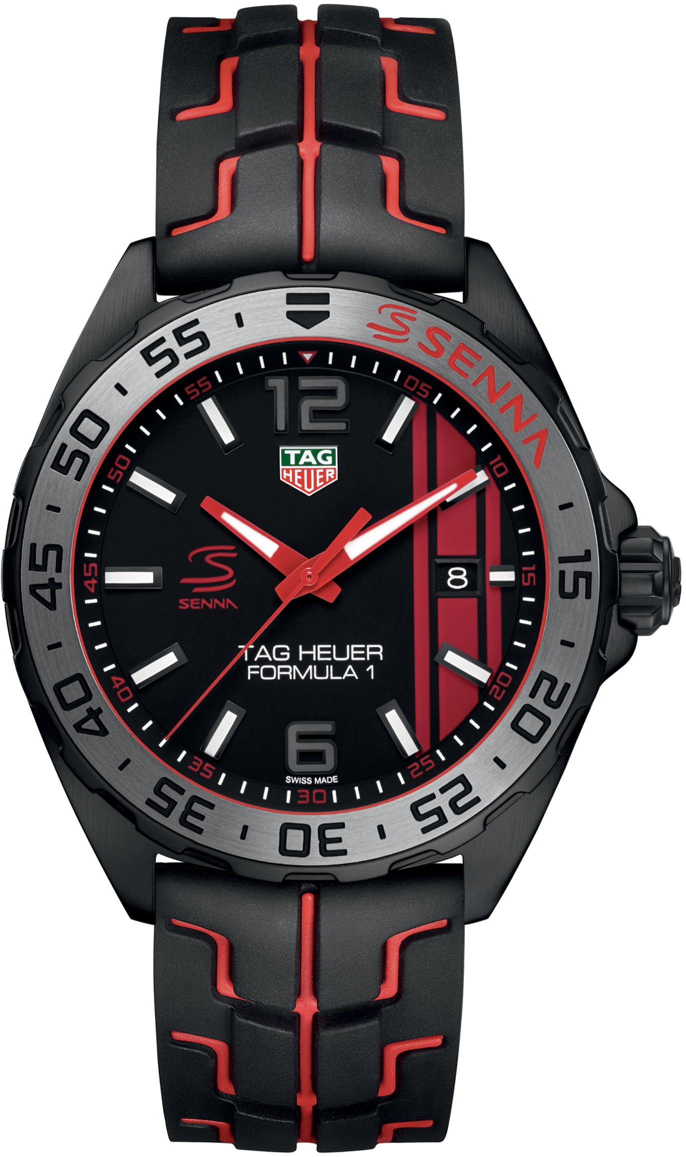 Tag Heuer Formula 1 Senna Special Edition Black Dial Two Tone Rubber Strap Watch For Men Waz1014 Ft8027