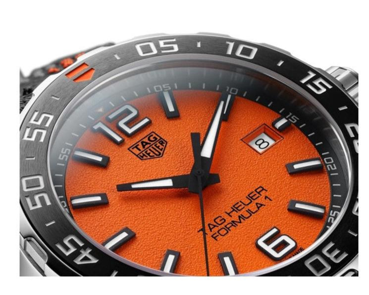 Tag Heuer Formula 1 Quartz Orange Dial Black Nylon Strap Watch For Men Waz101a Fc8305 - Image 6