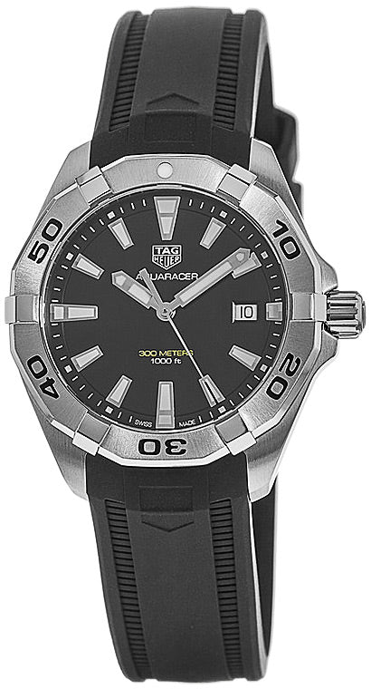 Tag Heuer Aquaracer Quartz Black Dial Black Rubber Strap Watch For Men Wbd1110 Ft8021 - alternate view