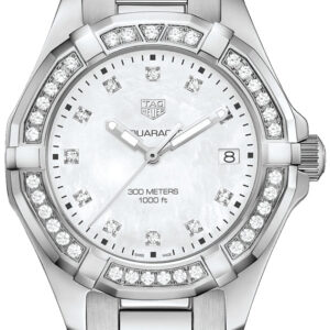 Tag Heuer Aquaracer Diamonds Mother Of Pearl White Dial Silver Steel Strap Watch For Women Wbd131c Ba0748