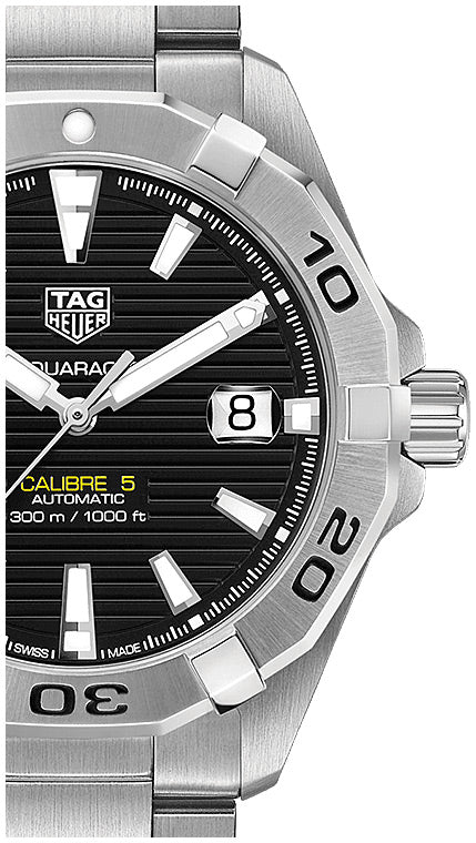 Tag Heuer Aquaracer Automatic Caliber 5 Black Dial Silver Steel Strap Watch For Men Wbd2110 Ba0928 - alternate view