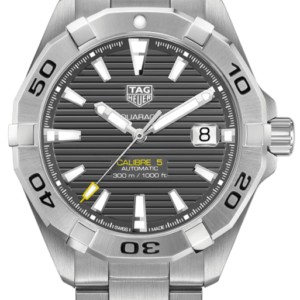 Tag Heuer Aquaracer Calibre 5 Grey Dial Silver Steel Strap Watch For Men Wbd2113 Ba0928