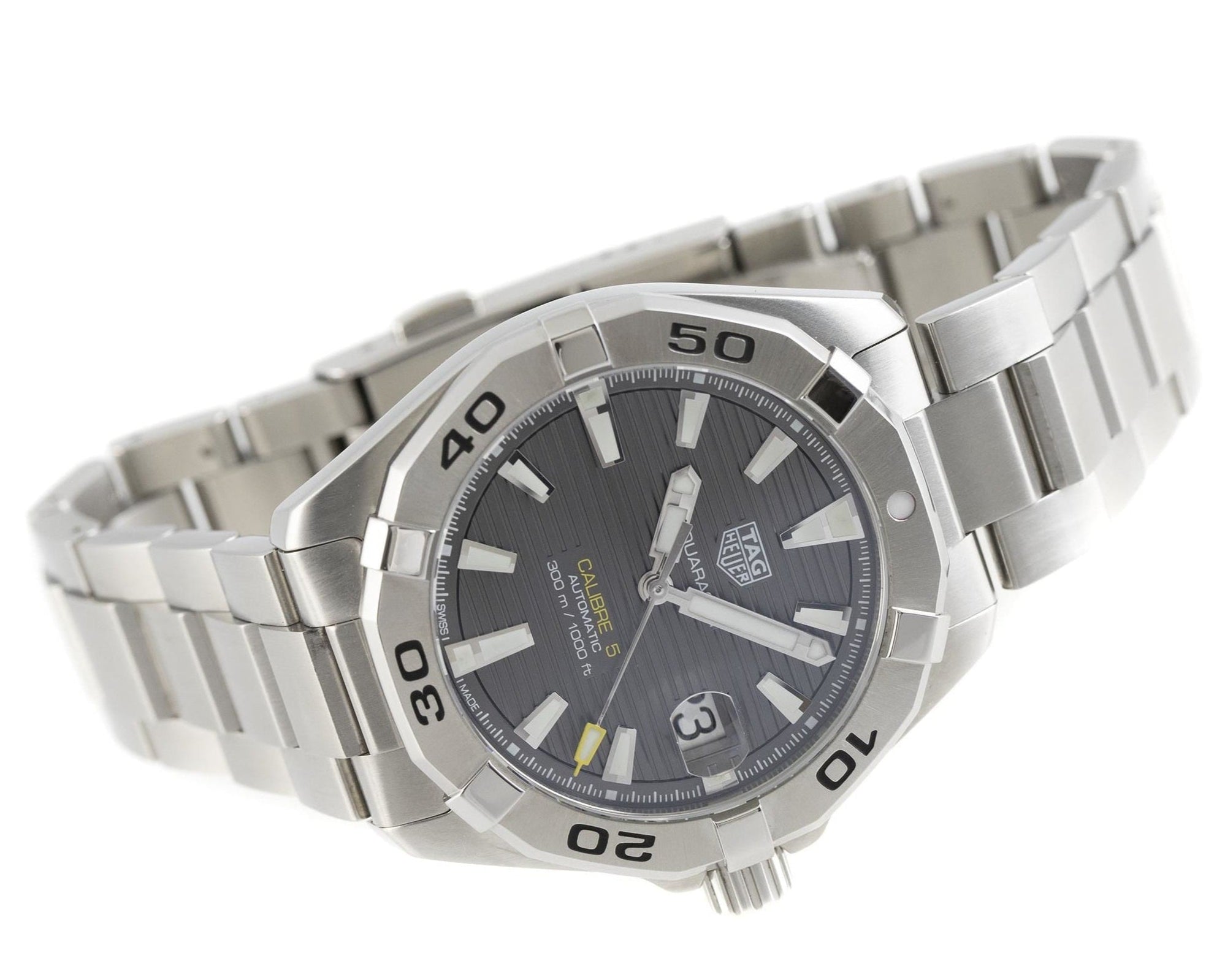 Tag Heuer Aquaracer Calibre 5 Grey Dial Silver Steel Strap Watch For Men Wbd2113 Ba0928 - Image 4