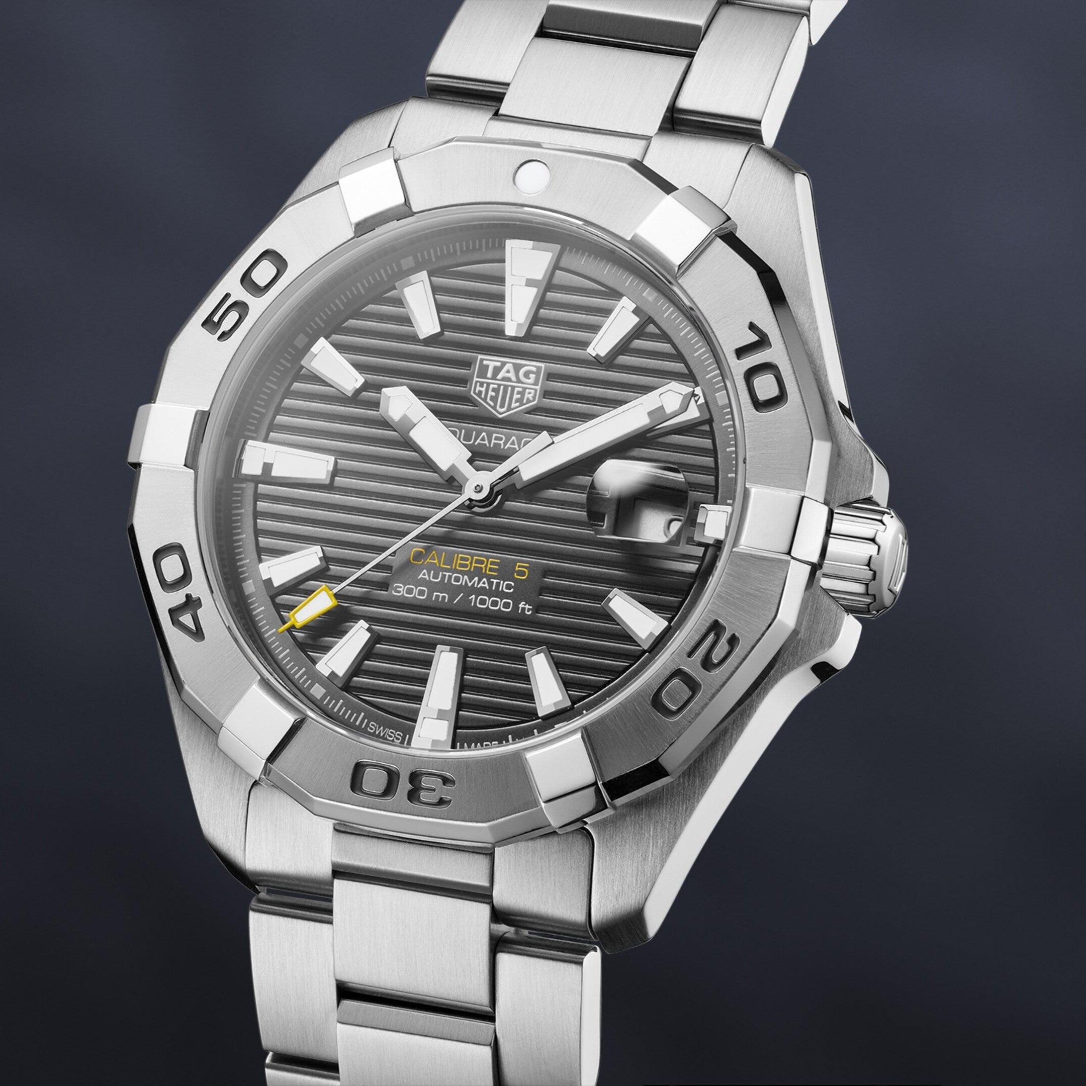 Tag Heuer Aquaracer Calibre 5 Grey Dial Silver Steel Strap Watch For Men Wbd2113 Ba0928 - Image 3