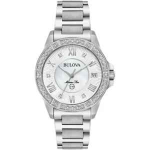 Bulova Marine Star Ladies Silver Watch 96r232