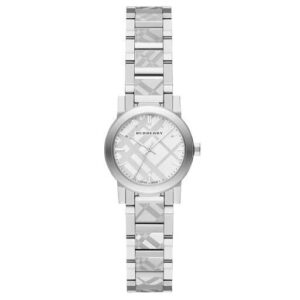 Ladies The City Engraved Silver Steel Burberry Bracelet Watch Bu9233