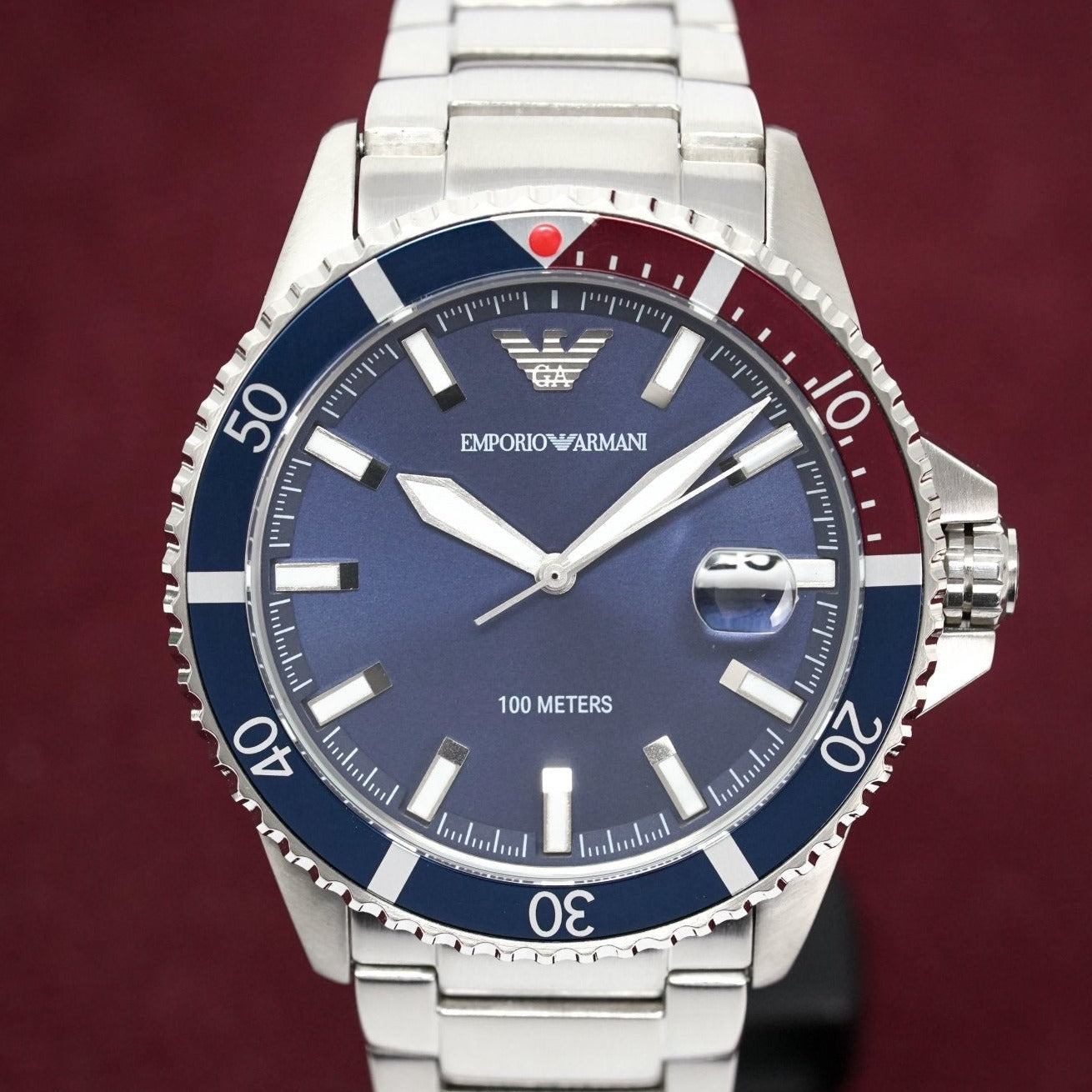 Emporio Armani Ar11339 Men S Diver Steel Blue Watch - Image 5