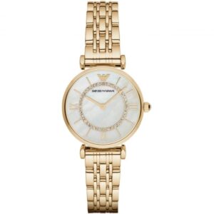 Emporio Armani Ar1907 Ladies Mother Of Pearl Gold Watch