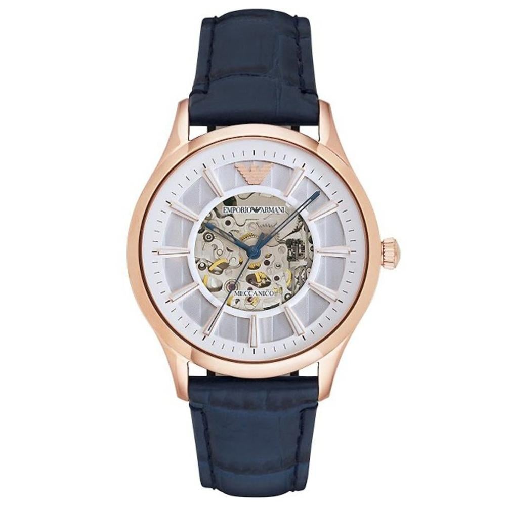 Emporio Armani Ar1947 Men S Mechanical Skeleton Strap Watch