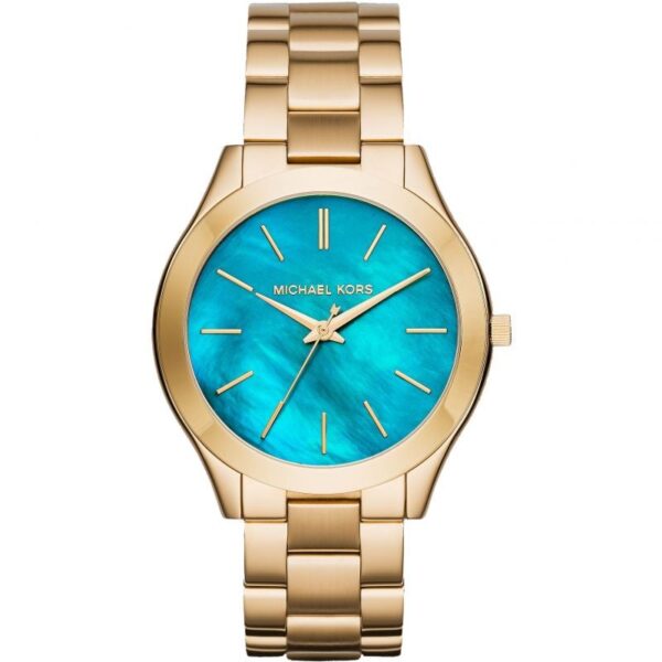 Michael Kors Mk3492 Ladies Slim Runway Gold Ocean Blue Watch