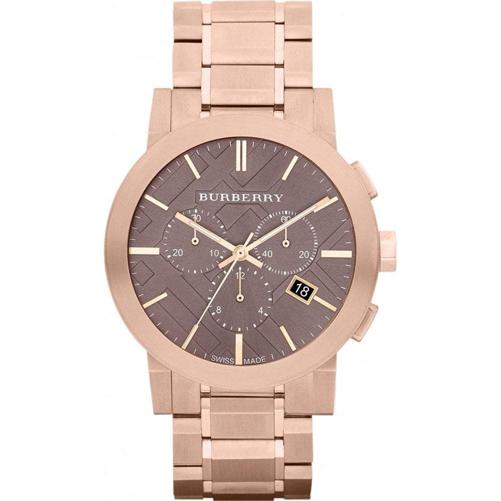 Burberry Mens Watch Chronograph The City Rose Gold Bu9353