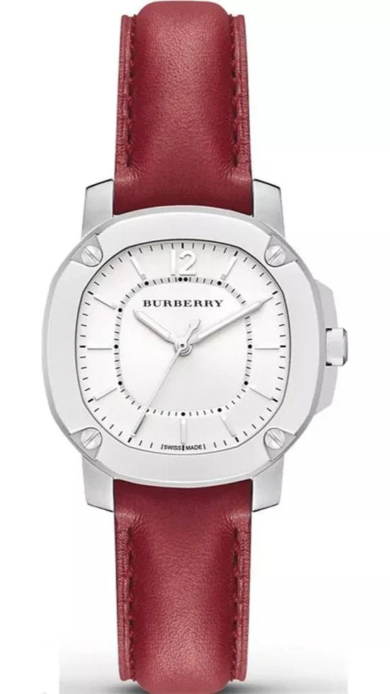 Burberry Brit The Britain White Dial Red Leather Strap Watch For Women Bby1705 - alternate view