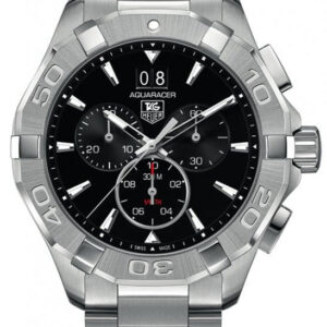 Tag Heuer Aquaracer Quartz Chronograph Black Dial Silver Steel Strap Watch For Men Cay1110 Ba0927