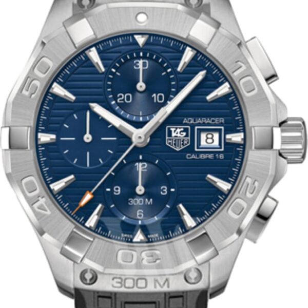 Tag Heuer Aquaracer Chronograph Blue Dial Black Rubber Strap Watch For Men Cay2112 Ft6041