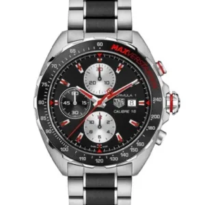 Tag Heuer Formula 1 Chronograph 43mm Automatic Mens Watch Stainless Steel With Black Dial Red Accents