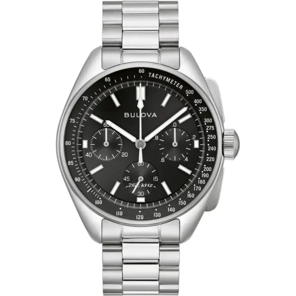Bulova Lunar Pilot Chrono Mens Silver Watch 96k111
