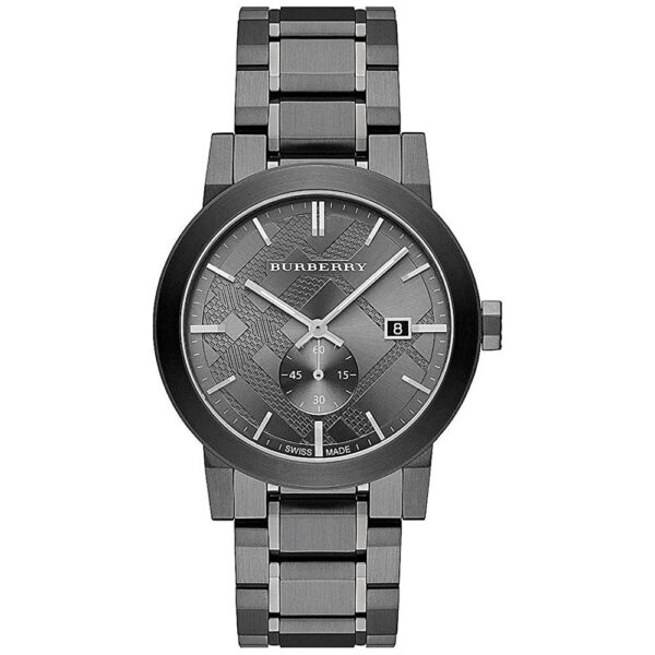 Mens Gunmetal Grey Stainless Steel Chronograph Burberry Watch Bu9902
