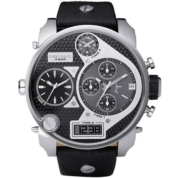Diesel Dz7125 Herren-Chronograph Big Daddy Silber Schwarz Uhr