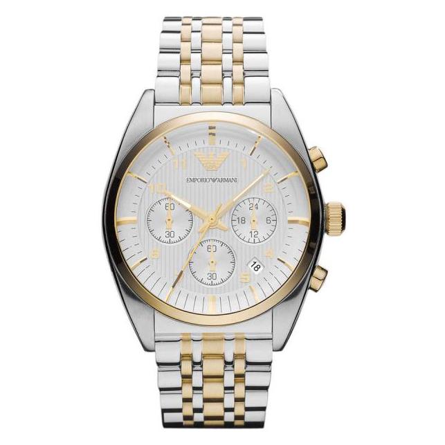 Emporio Armani Ar0396 Men S Two Tone Chronograph Watch