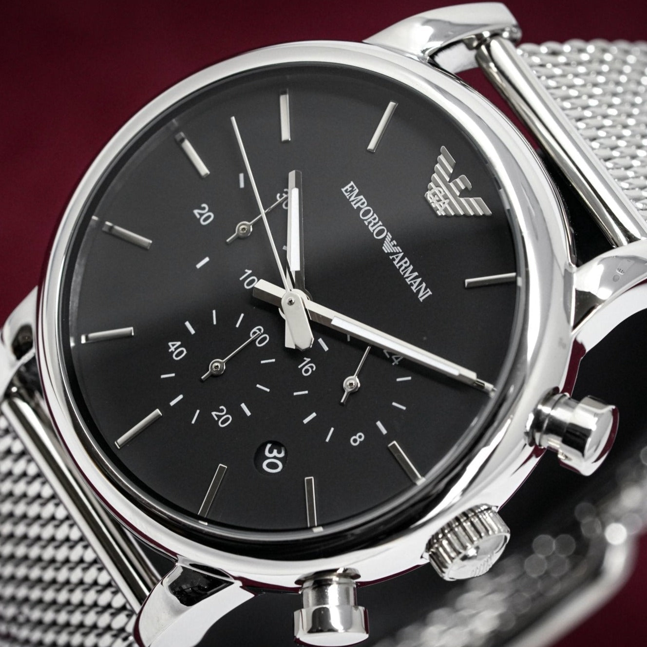 Emporio Armani Ar1808 Men S Luigi Chronograph Mesh Watch - Image 5