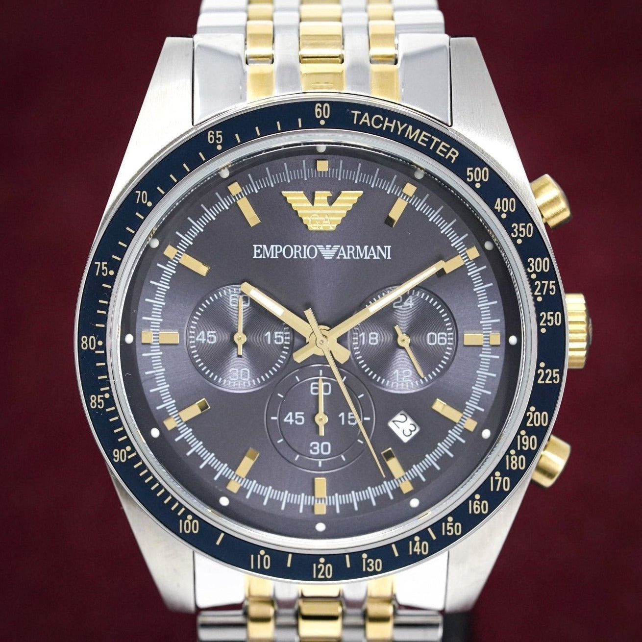 Emporio Armani Ar8030 Men S Tazio Chronograph Two Tone Watch - Image 2