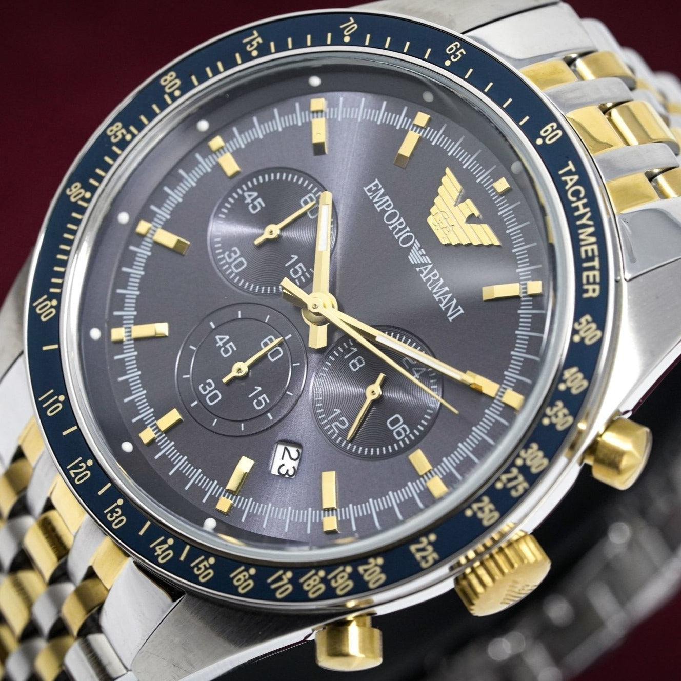 Emporio Armani Ar8030 Men S Tazio Chronograph Two Tone Watch - Image 3