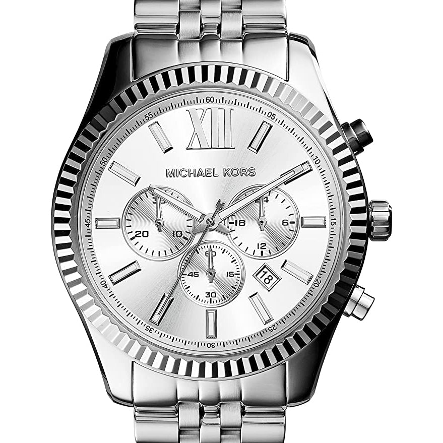 Michael Kors Mk8405 Men S Lexington Chronograph Silver Watch - Image 4