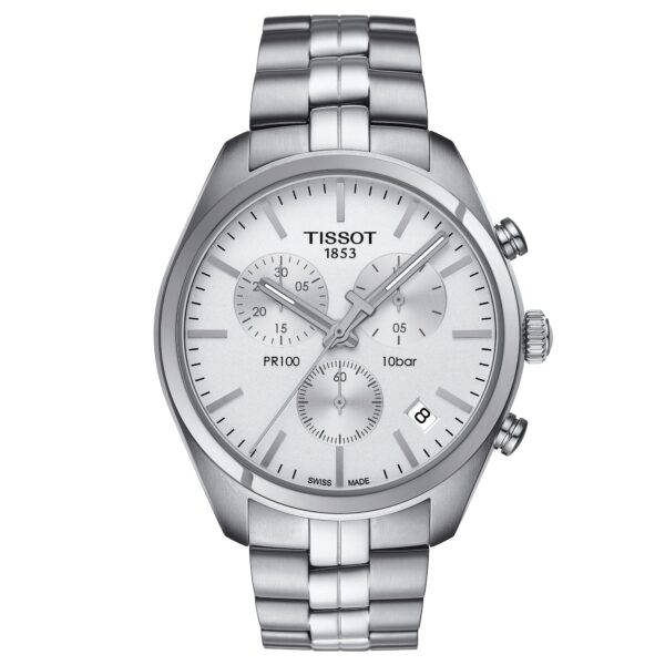 Montre chronographe Tissot PR 100 pour homme, couleur argent, référence T1014171103100