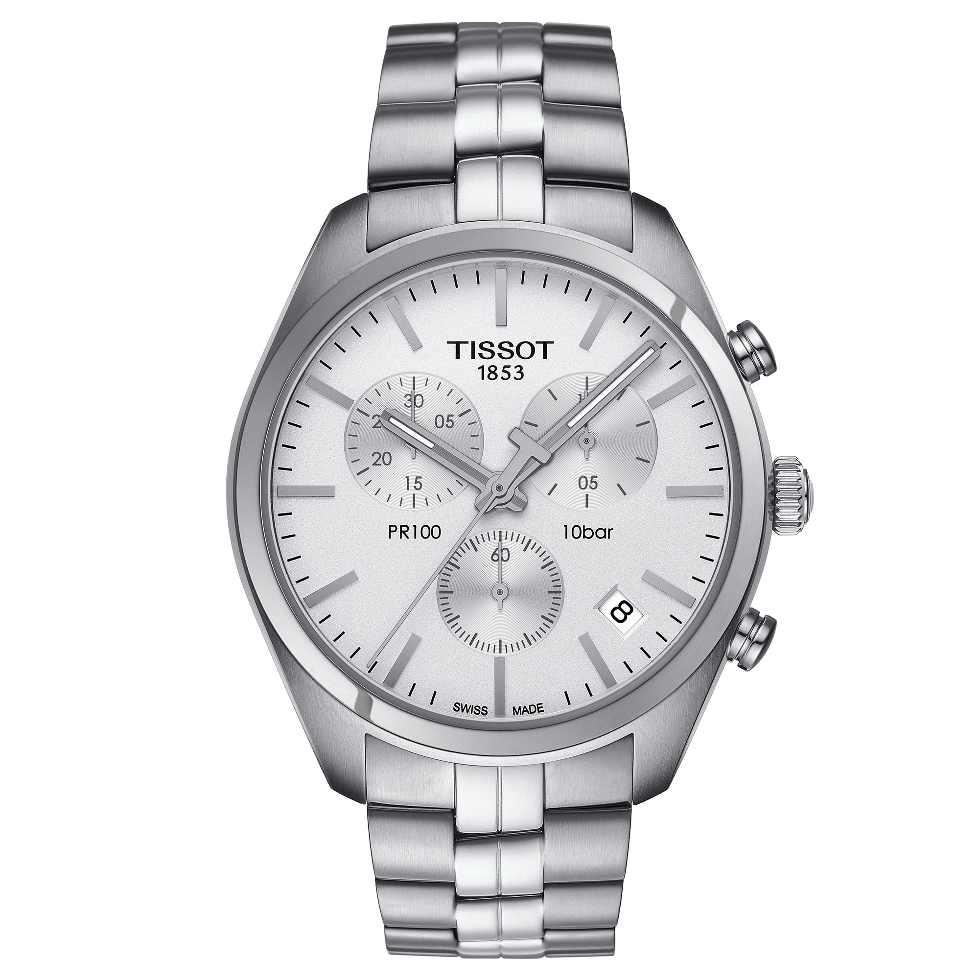 Tissot Pr 100 Chronograph Mens Silver Watch T1014171103100