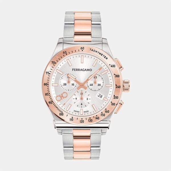 Salvatore Ferragamo 1927 Chrono Silver Dial Two Tone Steel Strap Watch For Men Sfkz00623 - alternate view