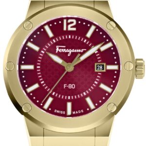 Salvatore Ferragamo F 80 Classic Red Dial Red Rubber Strap Watch For Men Sfhy02422