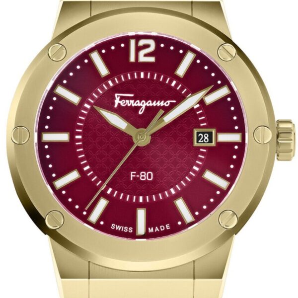 Salvatore Ferragamo F 80 Classic Horloge met rode wijzerplaat en rode rubberen band voor heren Sfhy02422