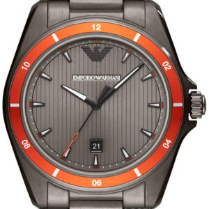 Emporio Armani Sigma Quartz Grey Dial Grey Steel Strap Watch For Men Ar11178