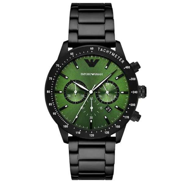 Emporio Armani Chronograph Black Stainless Steel Mens Watch 43mm Ar11472