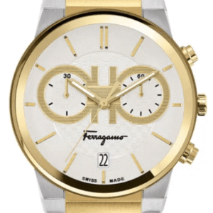 Salvatore Ferragamo F 80 Classic White Dial Two Tone Steel Strap Watch For Men Sfme00821