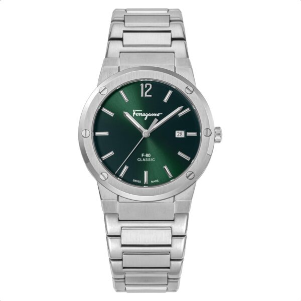 Salvatore Ferragamo F 80 Classic Green Dial Silver Steel Strap Watch For Men Sfdt02123 - alternate view