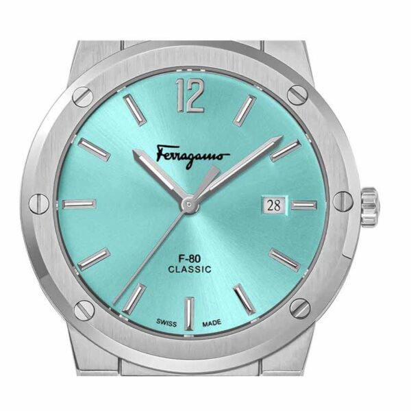Salvatore Ferragamo F 80 Classic Tiffany Blue Dial Silver Steel Strap Watch For Men Sfdt02323 - alternate view