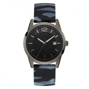 Guess Gents Gunmetal Black Dial Camo Strap Watch W0991g6