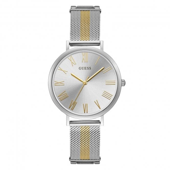Guess Watches Guess Ladies Silver Two Tone Mesh Bracelet Watch W1155l1